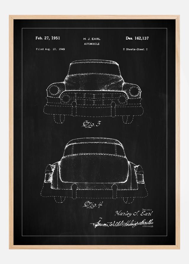 Risba patenta - Cadillac II - Črna Poster