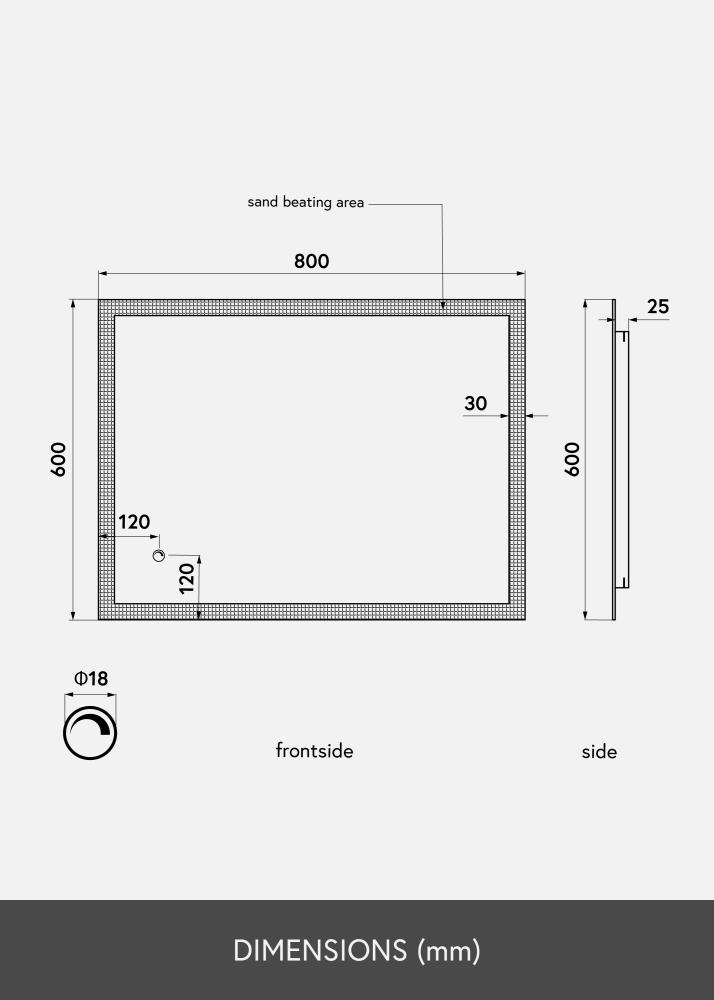 KAILA Ogledalo Rectangle II LED 60x80 cm