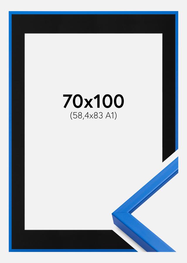 Okvir E-Line Modra 70x100 cm - Paspartŭ Črna 59,4x84 cm (A1)