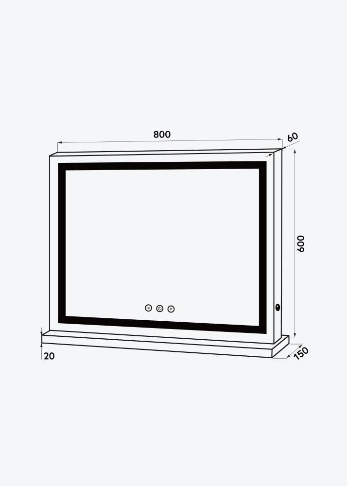 KAILA Ogledalo za ličenje Base Horisontal LED Bela 80x60 cm