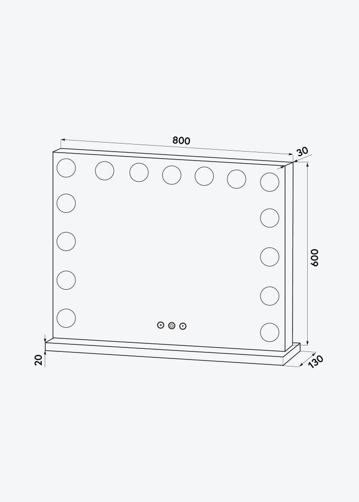 KAILA Ogledalo za ličenje Vanity LED 15 Bela 80x60 cm