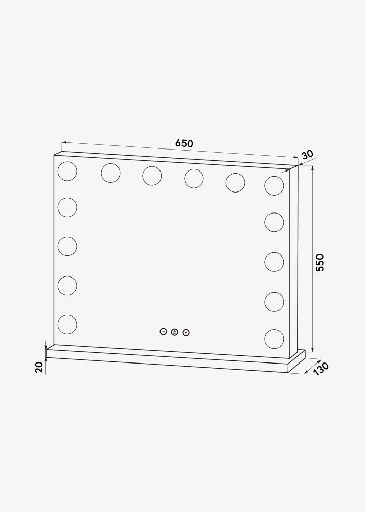 KAILA Ogledalo za ličenje Base LED 14 Srebrna 65x56 cm