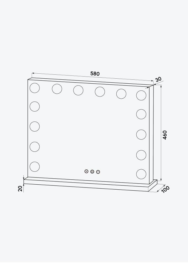 KAILA Ogledalo za ličenje Base LED 14 Srebrna 56x46 cm