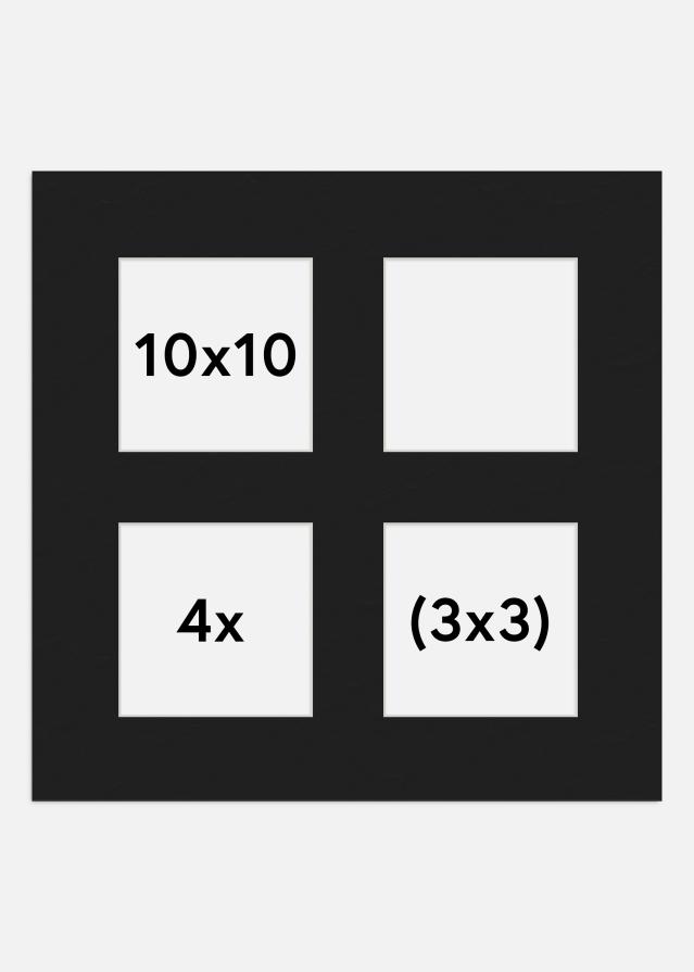 Paspartŭ Črna 10x10 cm - Kolaž 4 Slike (3x3 cm)