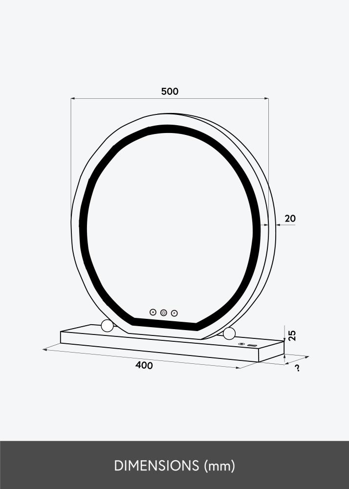 KAILA Ogledalo za ličenje Round LED Bela 50 cm Ø