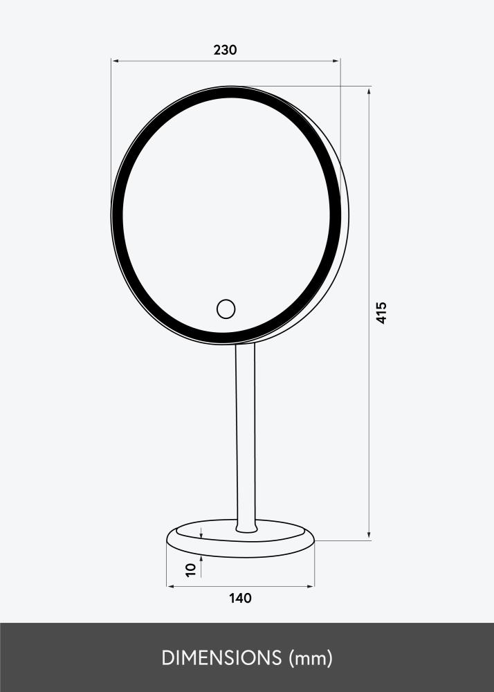 KAILA Ogledalo za ličenje Pillar LED Magnifying 20 cm Ø