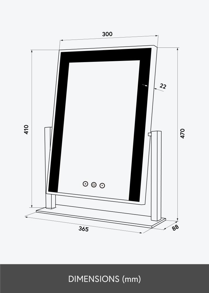 KAILA Ogledalo za ličenje Stand LED Črna 30x41 cm