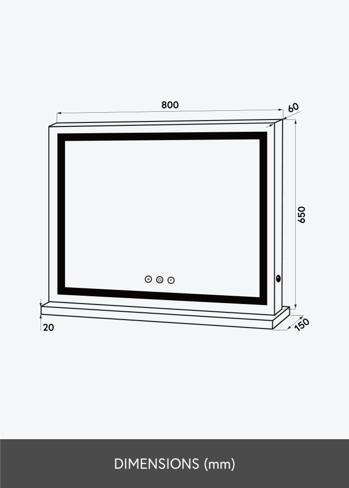 KAILA Ogledalo za ličenje Vanity LED Bela 80x65 cm