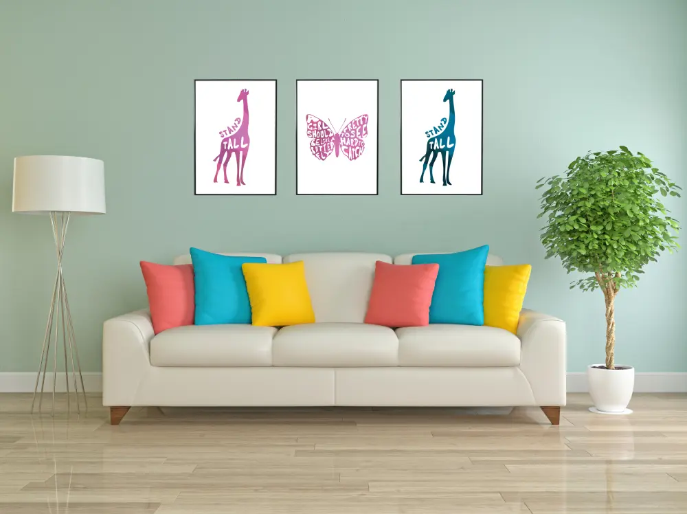 Giraffe stand tall - Roza Poster