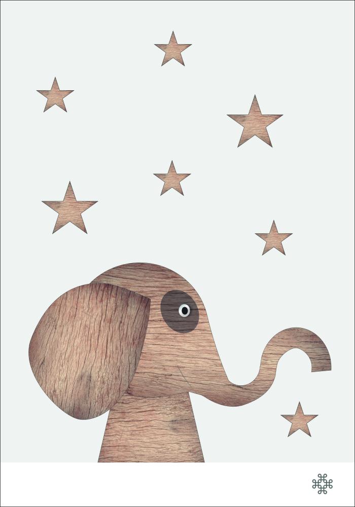 Wood elephant Light Poster