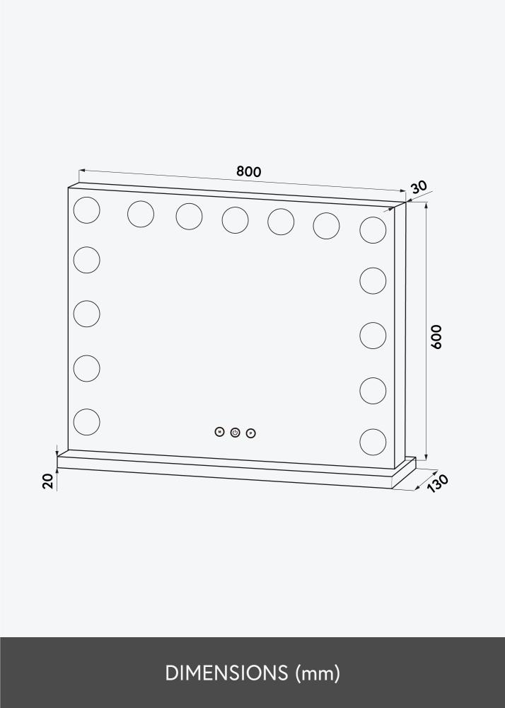 KAILA Ogledalo za ličenje Vanity LED 15 Bela 80x60 cm