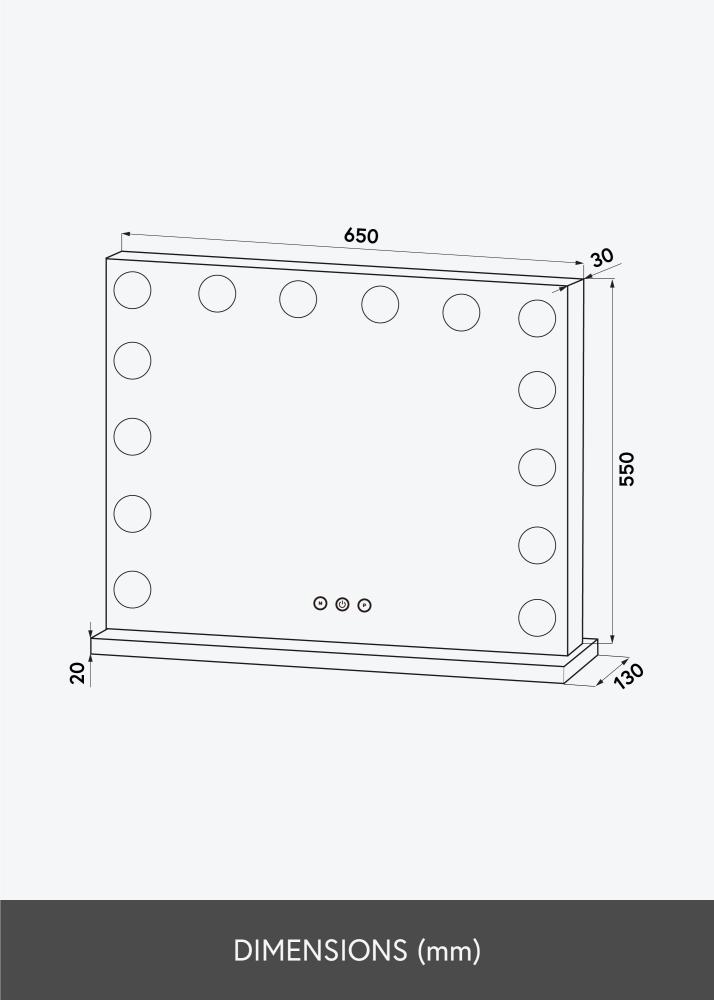 KAILA Ogledalo za ličenje Base LED 14 Srebrna 65x56 cm