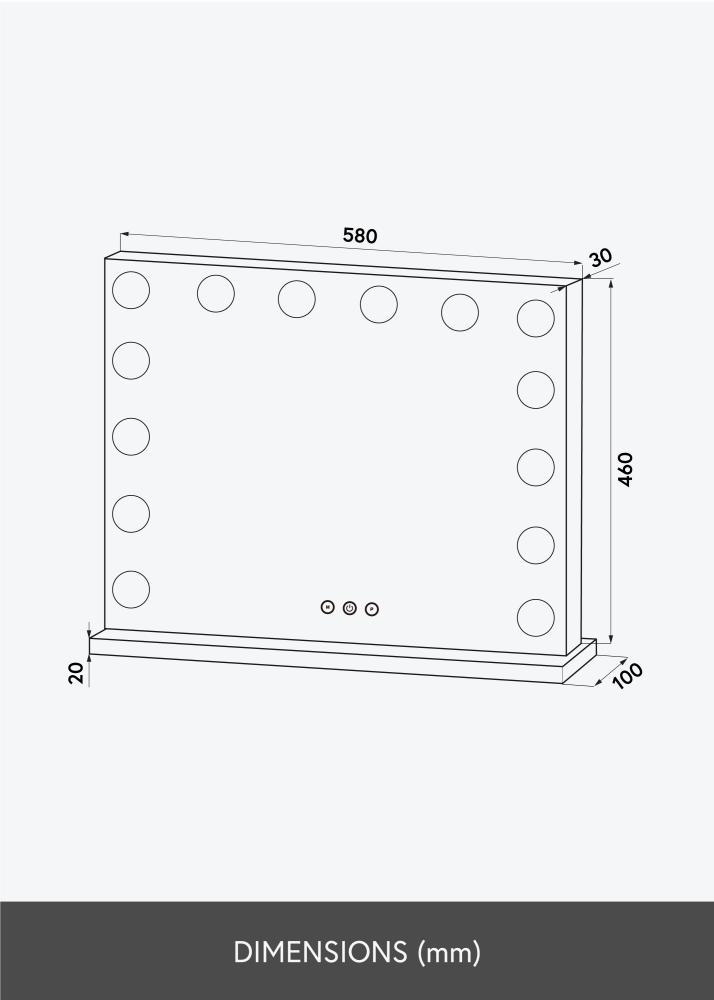 KAILA Ogledalo za ličenje Base LED 14 Srebrna 56x46 cm