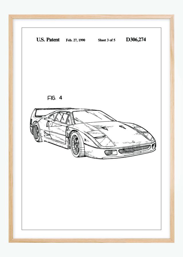 Risba patenta - Ferrari F40 II Poster