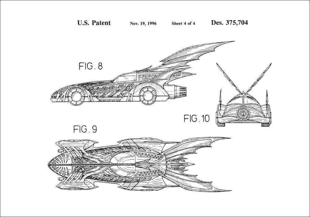 Risba patenta - Batman - Batmobile 1996 IIII Poster