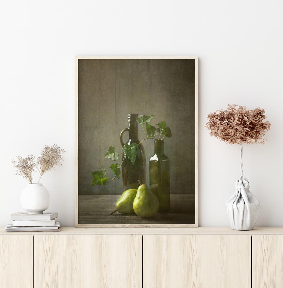 Pears And Bottles Poster