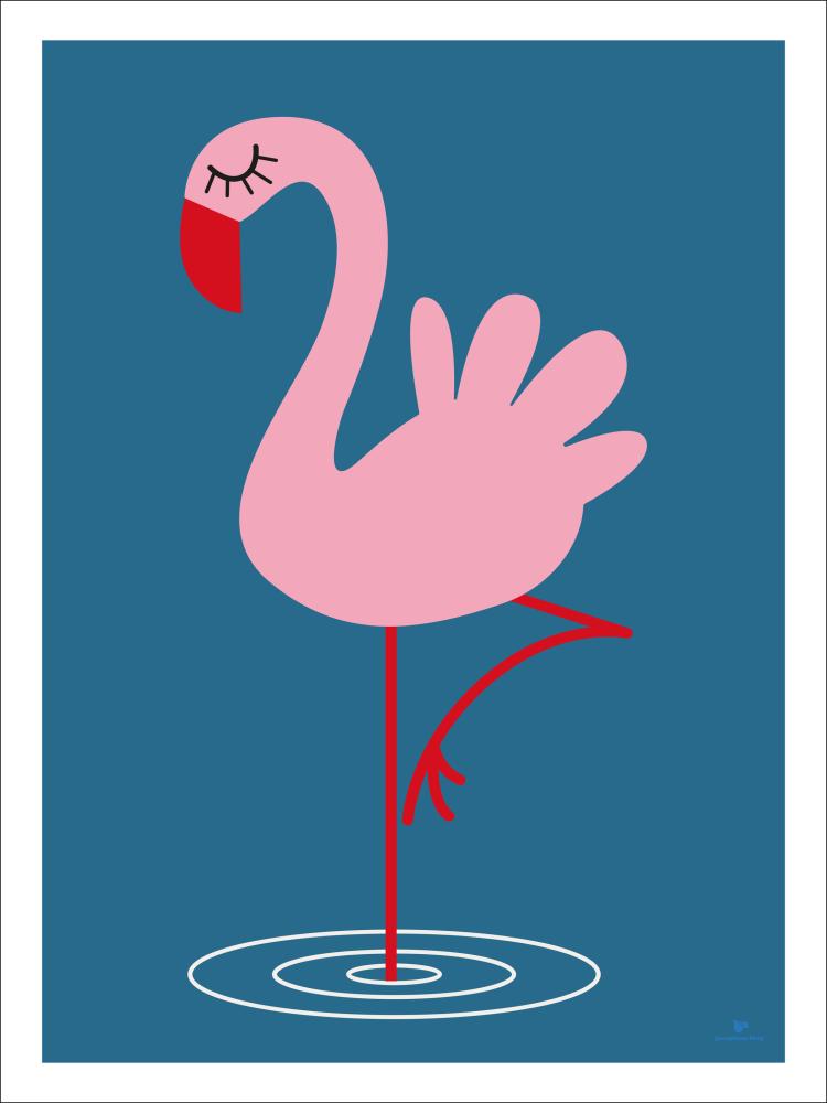 Flamingo - Blue Poster