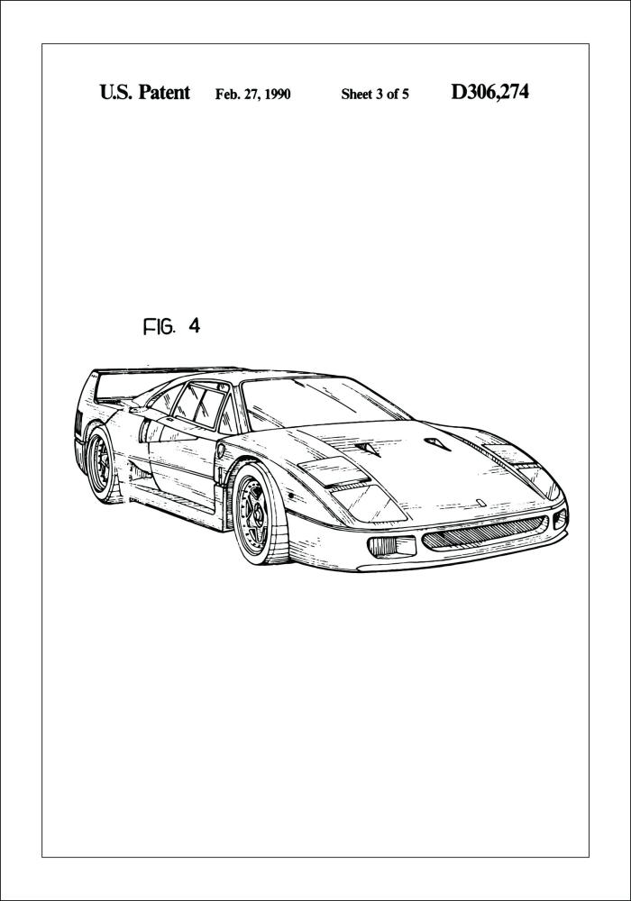 Risba patenta - Ferrari F40 II Poster