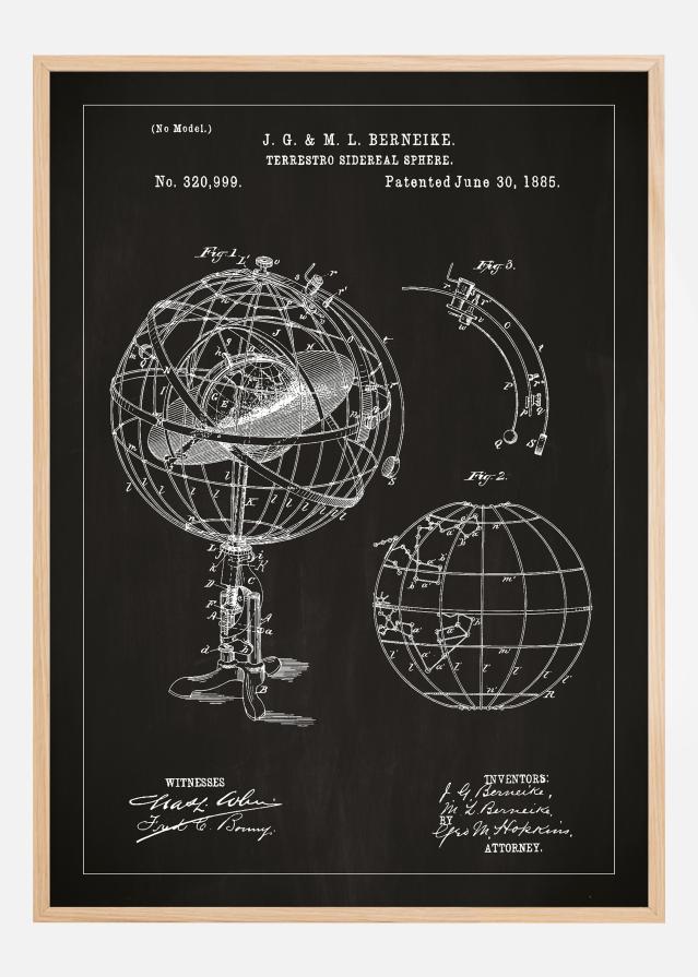 Risba patenta - Astronomski model - Črna Poster