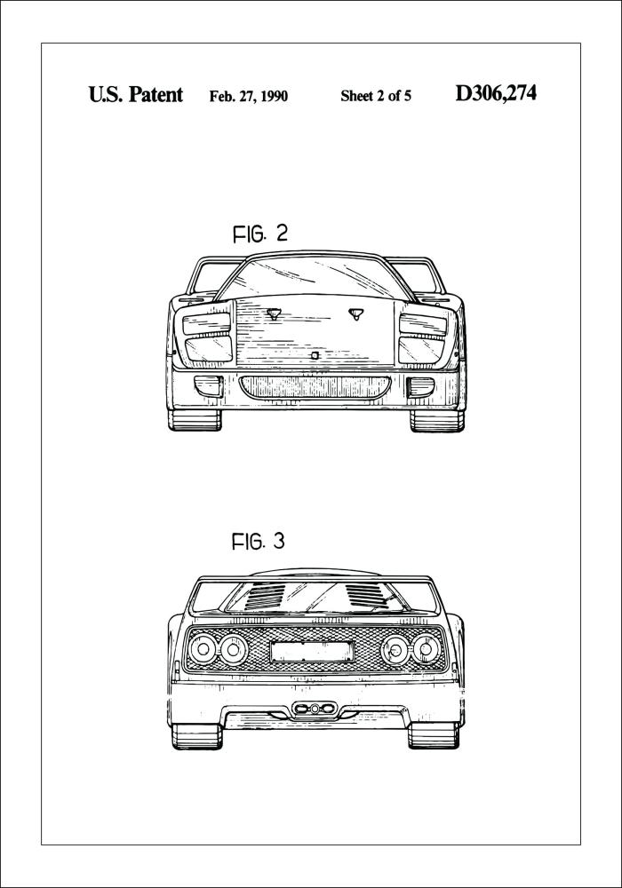 Risba patenta - Ferrari F40 III Poster